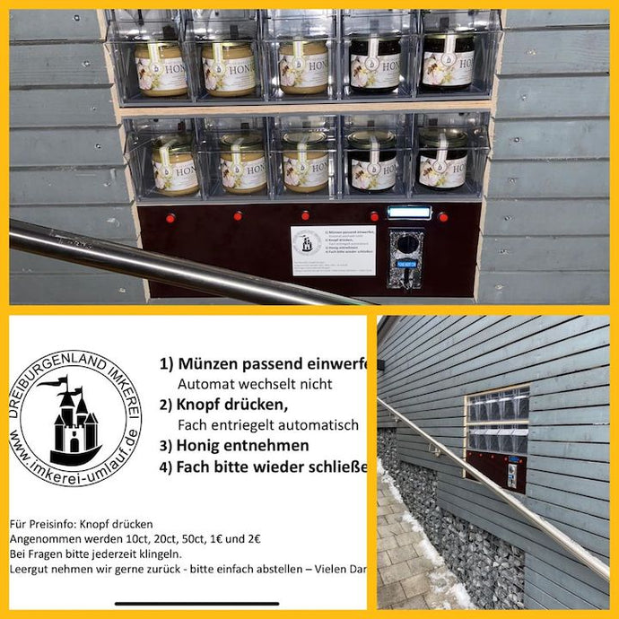Honigautomat 24/7 der DBL Imkerei Stefan Umlauf - ab sofort für jeden verfügbar
