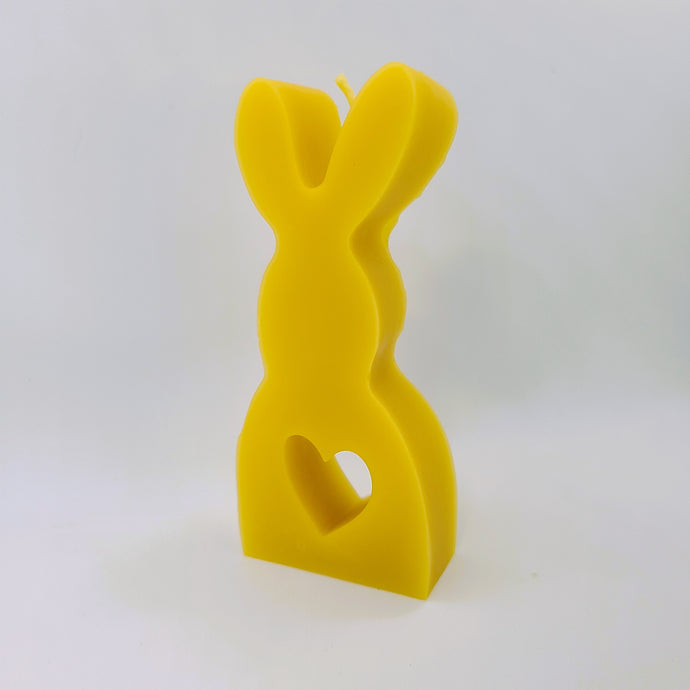Bienenwachskerze Hase Silhouette mit Herz, aus 100% Bienenwachs