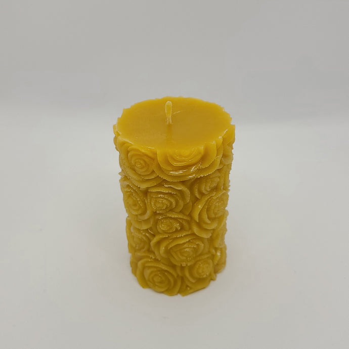 Bienenwachskerze Stumpenform Blume, aus 100% Bienenwachs