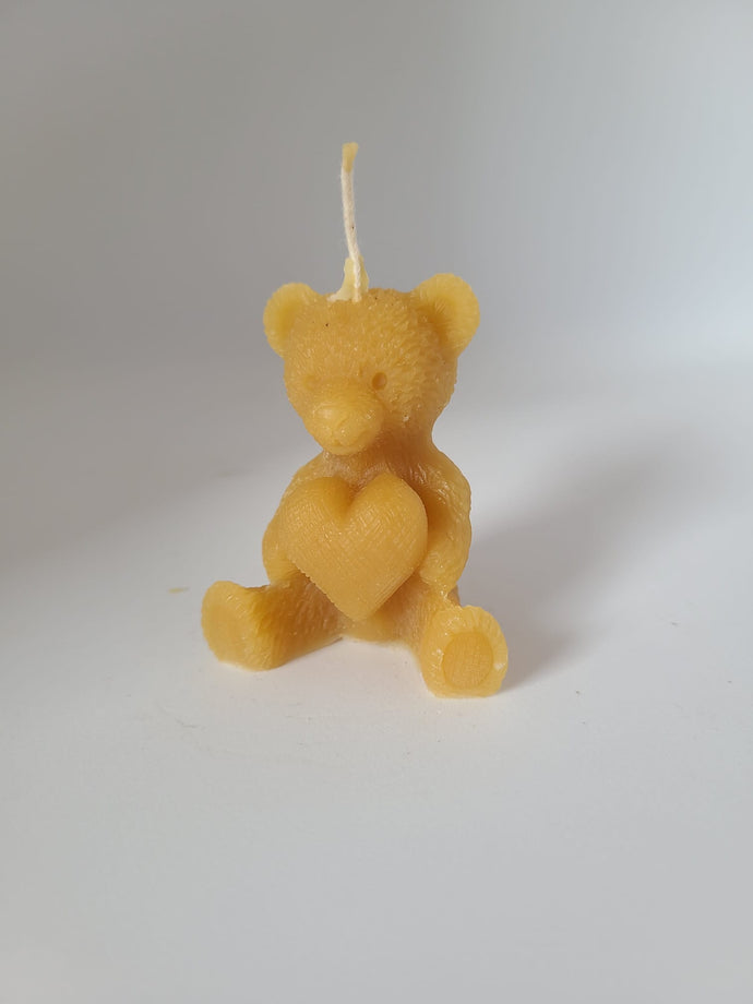 Bienenwachskerze Bär mit Herz, aus 100% Bienenwachs