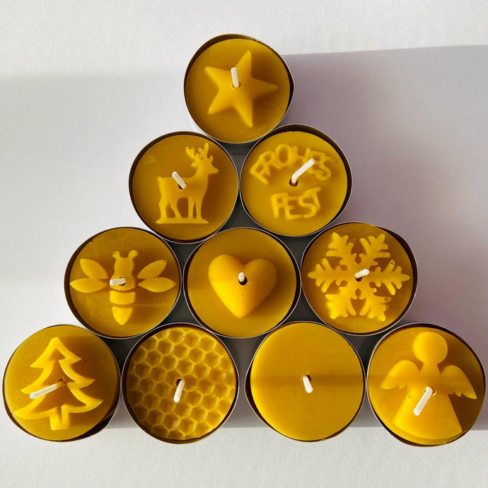 Teelichter aus 100% Bienenwachs mit Glas - Set-Angebot
